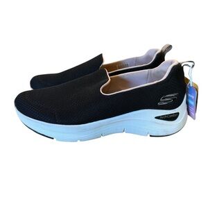 Skechers 56126 Slip In Black Pink Washable Arch Comfort Shoes Womens Size 9